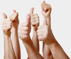 Lots of hands with thumbs up
